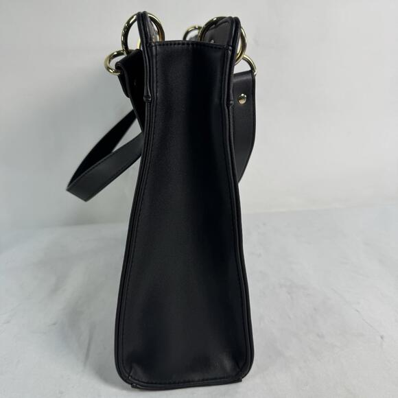 HARRODS LONDON Large Black Tote Shoulder Bag Gold Tone Hardware - Picture 4 of 9